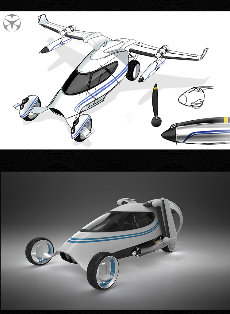 陸空飛行器概念車“犀牛” 3D建模、設計流程與模型庫開發
